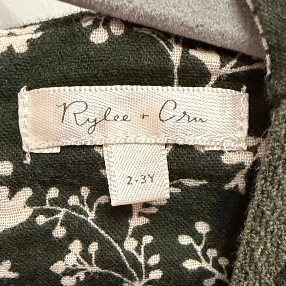 VINES MADELINE DRESS Rylee + Cru Olive Green Dress with Cream Floral Pattern - Picture 3 of 7